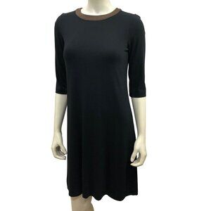 J Jill Black & Brown 3/4 Sleeve A-Line Dress With Back Stripe XS